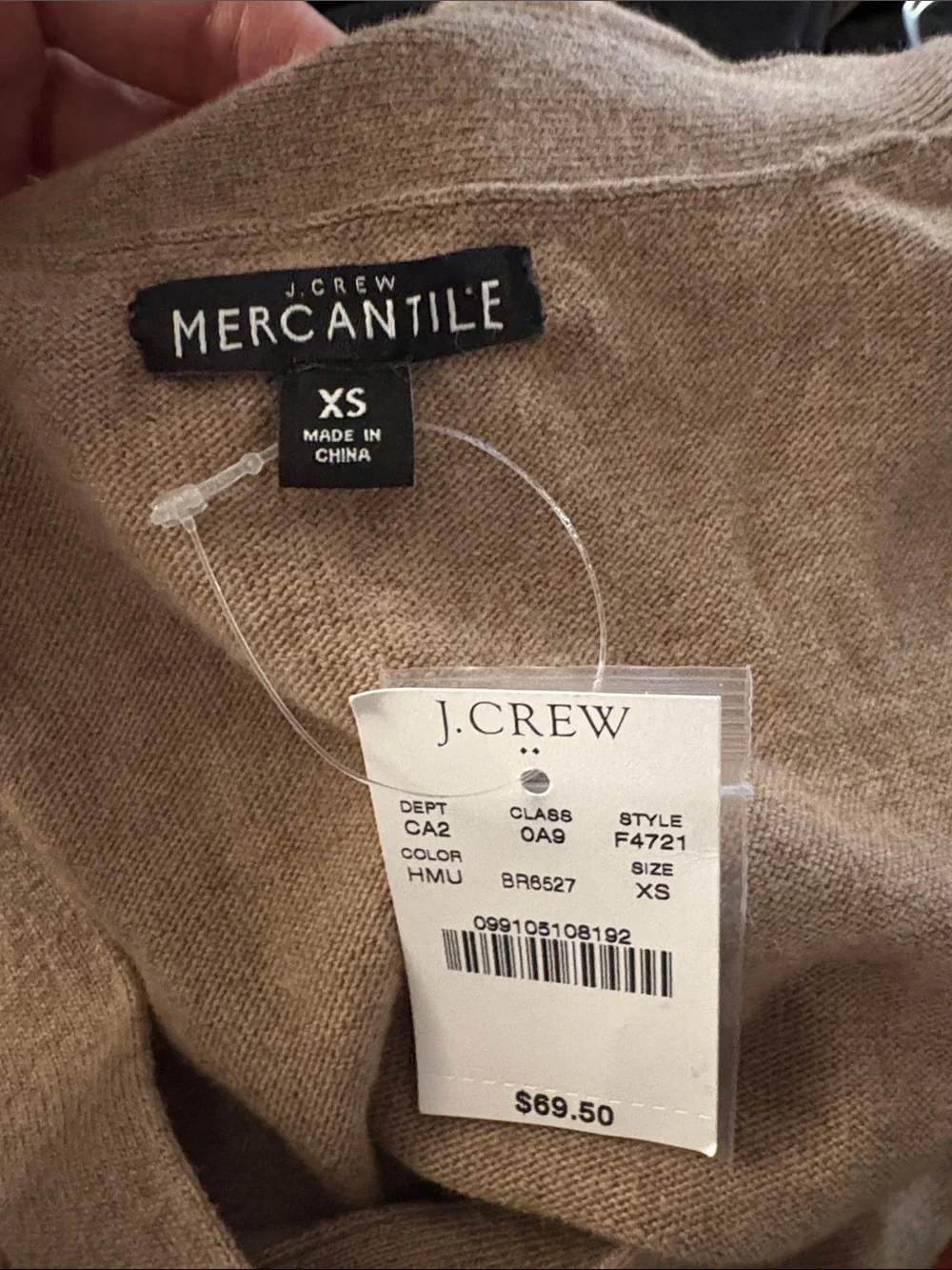 J.Crew Mercantile Classic V-Neck Button Front Cardigan Sweater - Taupe Size XS